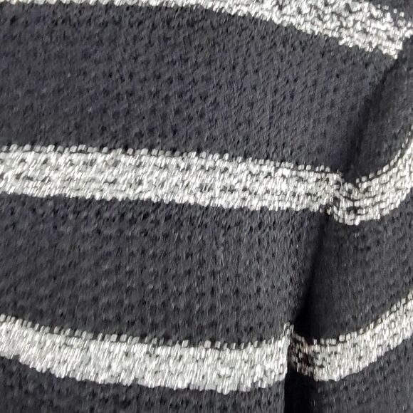 Jones New York Signature Cardigan Womens Large Black Silver Metallic Stripes - Picture 3 of 16